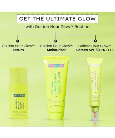 Hyphen Golden Hour Glow Sunscreen SPF 50 PA++++ | Dewy Glow Sunscreen with 10% Kakadu Plum Vitamin C & Peptides | Lightweight Non-Greasy UV Protection | For Women & Men Dry & All Skin Types | 40 g - Buy Online on GoSupps.com