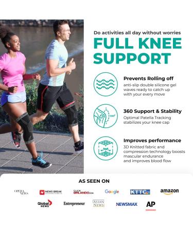 MODVEL Knee Braces for Men & Women - Knee Pain Relief Set | Compression Sleeve for Meniscus Tear, ACL, & Arthritis Pain | Large Size | Black - Buy Online on GoSupps.com