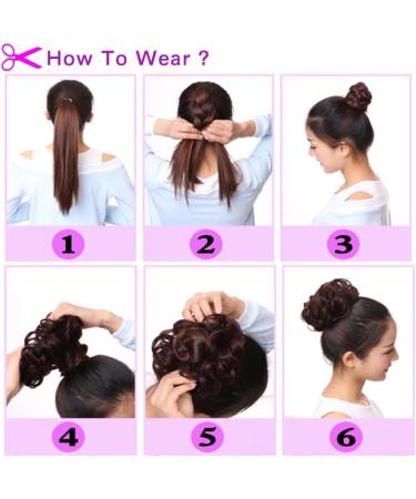 iLUU Wavy Curly Updo Scrunchy Hairpiece Ponytail Dark Brown/Dark Purple Elastic Chignon Bun Hair Extensions Hair Messy Bun Hairpieces Extension for African American Women Girl 2/33-FP03 - Buy Online on GoSupps.com