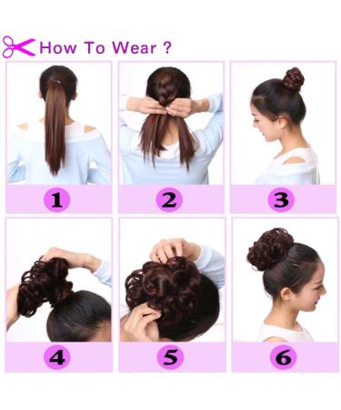 Iluu Wavy Curly Updo Scrunchy Hairpiece | Elastic Chignon Bun Hair Extensions for African Americans | Dark Brown/Dunkelila 2/33-FP03 - Buy Online on GoSupps.com