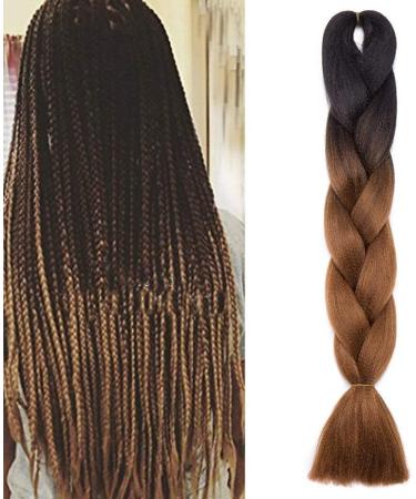  24" Black to Brown Yaki Texture Hair Extensions 24 Inch Easy Braid Synthetic Fiber Corchet Braids One Piece - Buy Online on GoSupps.com