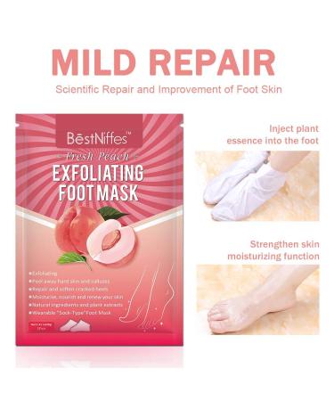 Bestniffes 5-Pack Foot Peel Mask for Soft Exfoliation & Callus Removal - Peach Scented Foot Mask for Repairing Rough Heels - Men & Women - Buy Online on GoSupps.com
