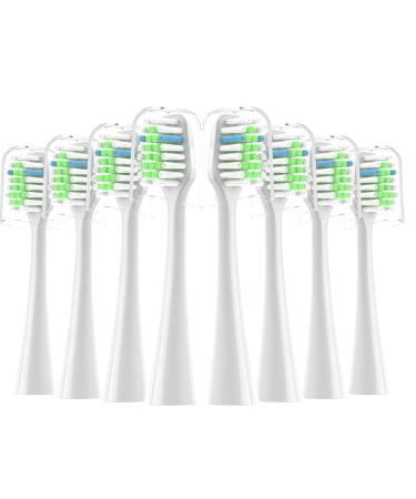 Replacement Toothbrush Heads Fits for Waterpik Complete Care 9.0 (CC-01) Care 5.0 (WP-862) Sonic Electric Tooth Brush Refill(8-pc) White Pisonicleara White Replacement