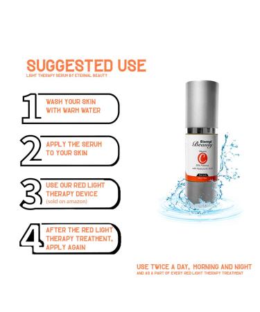 Light Therapy Serum with 20% Vitamin C and Hyaluronic Acid for Anti Aging, Acne Scars, Skin Firming, Brightening, and Dark Spots - Eternal Beauty - Buy Online on GoSupps.com