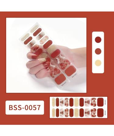 NCTCITY Gel Nail Polish Strips Stickers 20 Full Wraps Semi-Cured Nail Art Sticker Waterproof Self-Adhesive Gel Stickers Decals with Nail File for Cute Women Girls (Red Gold Colorful Bling) BSS-0057 - Buy Online on GoSupps.com