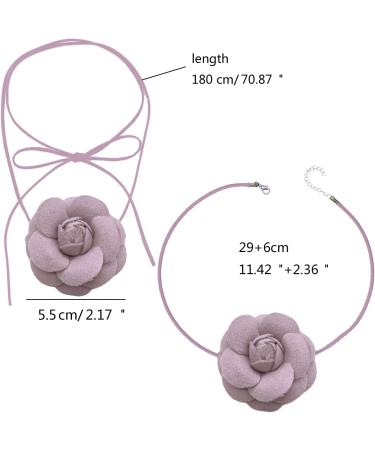 Oralgos Elegant Flower Designs Choker Necklace | Fabric Camellia Keybone Chain | Unique Artificial Floral Jewelry - Buy Online on GoSupps.com