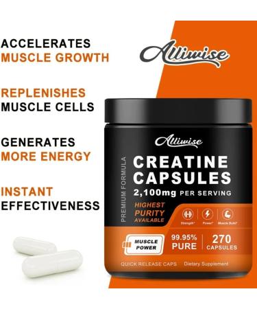 Shop Pure Creatine Monohydrate Capsules 270pcs for Enhanced Muscle Mass & Strength | International Shipping Available - Buy Online on GoSupps.com