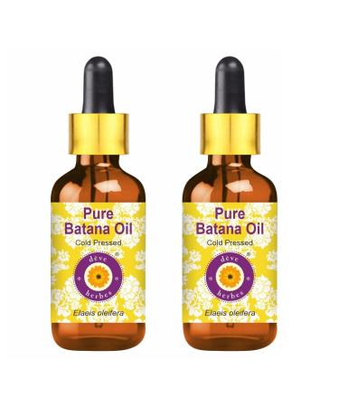 Deve herbes Pure Batana Oil (Elaeis Oleifera) Cold Pressed with Glass Dropper Pack of Two 100mlx2 (6.76 oz) 3.38 Fl Oz (Pack of 2)