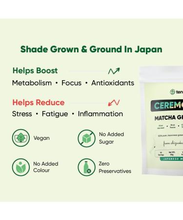 Tencha Matcha Ceremonial Grade Green Tea Powder - Vegan, No Artificial Sweeteners (50 Servings) - Sourced from Shizouka, Japan - Buy Online on GoSupps.com