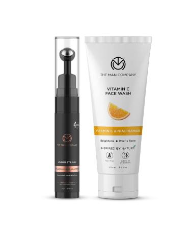The Man Company Facial Care combination package with under-eyes gel and vitamin C facility detergent |Enriched with turmeric Moringa vitamin C and coffee