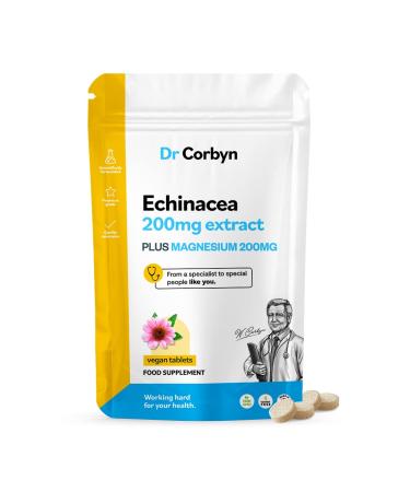 Dr Corbyn Echinacea 200mg + Magnesium 200mg - 60 Tablets | High Strength Echinacea and Magnesium Supplement | Vegan & UK Made (Pack of 1) 60 Count (Pack of 1)