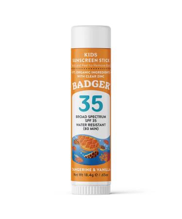 Badger Company Kids Natural Mineral Sunscreen Face Stick SPF 35 Tangerine & Vanilla 0.65 oz (18.4 g)