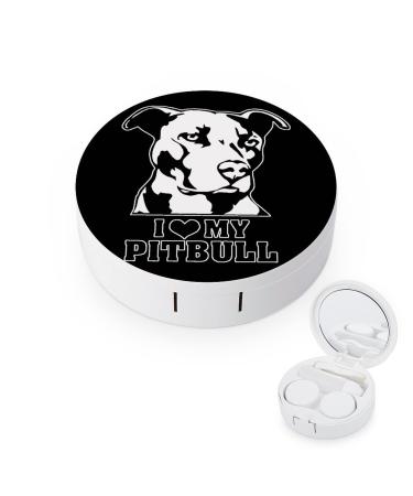 I Love Me Pitbull Round Case For Contact Lens Kit Storage Box with Mirror Printed