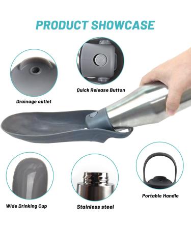 Zoneyan 750ml Stainless Steel Dog Water Bottle - Portable Pet Drinking Bottle for Travel Parks Camping & Hiking - Buy Online on GoSupps.com