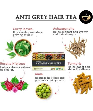 Teacurry Th gris pour cheveux Paquet de 1 mois 30 sachets de th aide retrouver les cheveux naturels stimule la production de m lanine et r duit la chute des cheveux | 100 % naturel - Buy Online on GoSupps.com