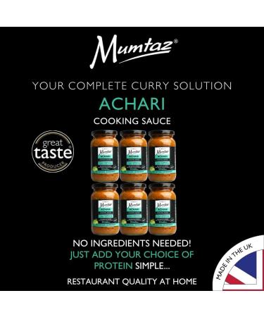 Mumtaz ACHARI Indian Curry Cooking Sauce - Pack of 6x 350g - Restaurant Quality At Home - Serves 4-5 - Buy Online on GoSupps.com