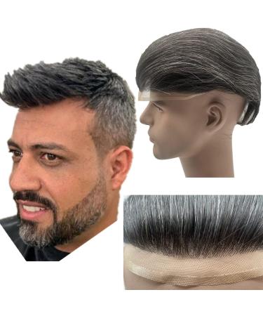 NLW European Human Hair Toupee for Men | 10x8 Soft Fine French Lace | Straight Hair Replacement System (Color #1B20) - Buy Online on GoSupps.com