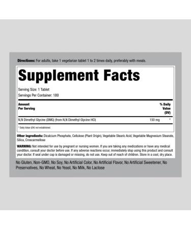 Piping Rock DMG B15 150mg 180 Capsules Non-GMO Gluten Free Supplement - Buy Online on GoSupps.com