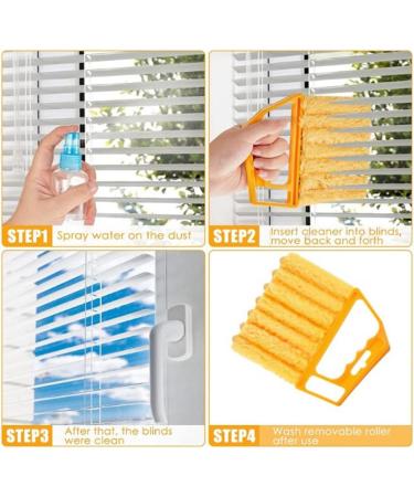 Daiilg 4Pcs Handheld Blind Cleaner Shutter Curtain Brush Dust Remover for Air Conditioning/Car Vent/Fan/Shutters-Orange&Yellow - Buy Online on GoSupps.com