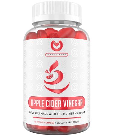 Purefinity Apple Cider Vinegar Gummies - Raw, Natural, Unfiltered ACV from The Mother - Gummy Alternative to Apple Cider Vinegar Capsules, Pills, Tablets - Detox, Cleanse & Immunity.