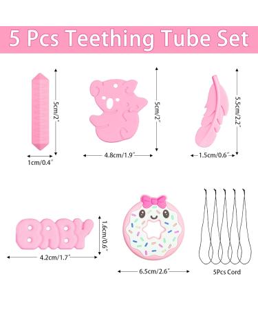 5-Pack Baby Bite Rings - Sensory Chewing Necklace Food-Grade Silicone Teething Toys for Babies (Pink) - Effective Relief for Teething Discomfort - Buy Online on GoSupps.com