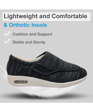 Men's Diabetic Slip-On Orthopedic Shoes with Memory Foam Insoles | Wide Width Slippers for Seniors | Pain Relief & Adjustable | Lightweight & Easy to Wear | Size 12 Wide, Black Gray - Buy Online on GoSupps.com