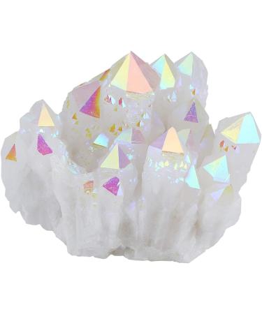 Kyeygwo Natural Mountain Crystal Titanium Coated Quartz Cluster - Irregular Healing Reiki Stone Decoration | Angel Aura Gem Specimen 65x35mm to 90x50mm - Buy Online on GoSupps.com