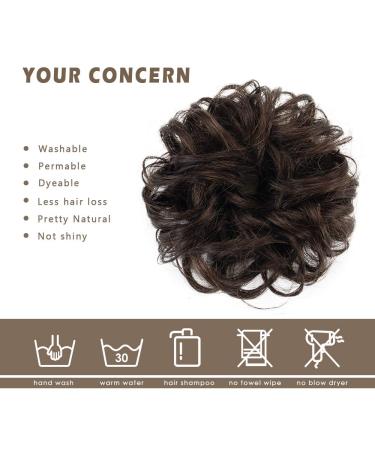BARSDAR Dark Brown Curly Hair Bun Scrunchies - 100% Human Hair Updo Extension for Women/Kids - Buy Online on GoSupps.com