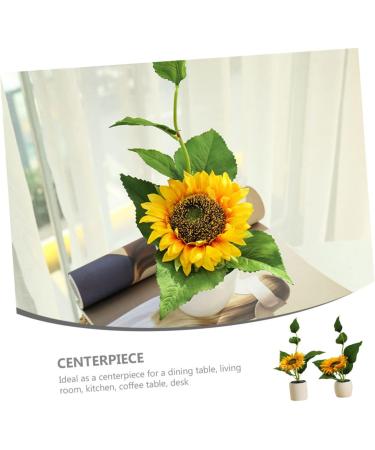 Zerodeko 2pcs Potted Sunflower Artificial Plants Indoor Greenery Houseplants Artificial Sunflower in Pots Fake Bonsai Plants Faux Sunflower Potted Ceramics Ornaments - Buy Online on GoSupps.com