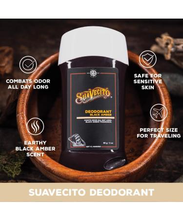 Suavecito Stick Deodorant Underarms Men's Grooming Aluminum Free Combats Odor All Day Long Black Amber 3 Ounce (Pack of 1) - Buy Online on GoSupps.com