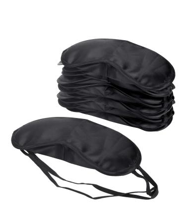 Senkary 12 Pack Blindfolds Sleep Mask Eye Mask Satin Fabric Sleeping Eye Shades Bulk with Nose Pad for Women Men Black