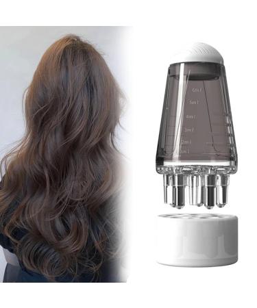 Hair Oil Applicator Bottle Hair Scalp Applicator Portable Liquid Oil Dispenser Root Comb Applicator Bottle Scalp Massage Comb with Roller Ball Mini Hair Raising Solid Hair Massage Tool (Grey)