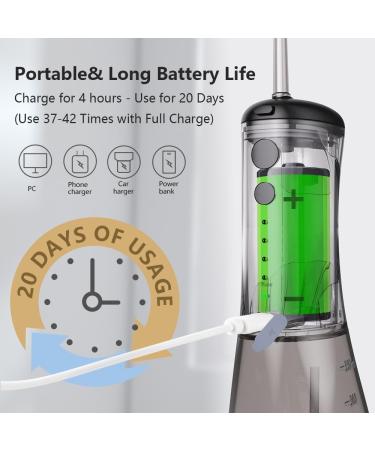 SARMOCARE Cordless Water Flosser - 350ML 4 Modes & Tips | IPX7 Waterproof Rechargeable Oral Irrigator for Home & Travel - Black - Buy Online on GoSupps.com