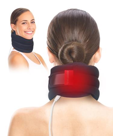 Comfheat Heated Neck Brace for Neck Pain Relief and Support Soft Foam Cervical Collar with Neck Heating Pad Adjustable Heating Neck Support Brcae for Neck Relax