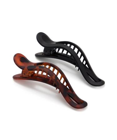 Kitsch Flat Hair Clips - Flat Claw Clips for Women | Lay Down Claw Clip for Thin & Thick Hair | Big Flat Clips for Hair | Alligator Hair Clips | Large Hair Clips for Women  2pc (Black&Tort) Curve - Buy Online on GoSupps.com
