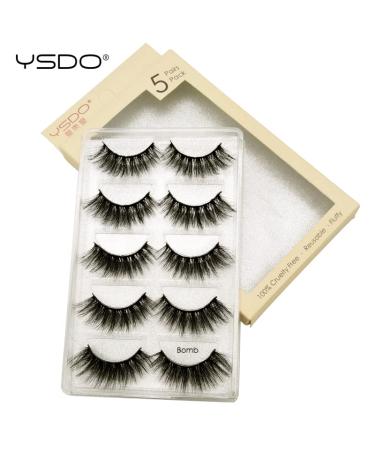 Luxury Cruelty Free Eyelashes Set with Rose Gold Applicator - Bomb Style (5 pairs) - Buy Online on GoSupps.com