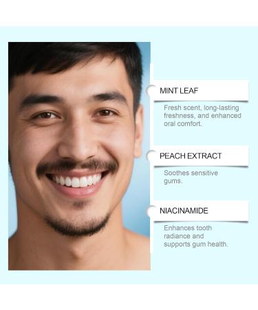 Niacinamide Whitening Toothpaste Peach Mint Deep Gentle Cleaning Tooth Paste Fluoride-Free Fresh Breath Triple White Protects Tooth Enamel - Buy Online on GoSupps.com