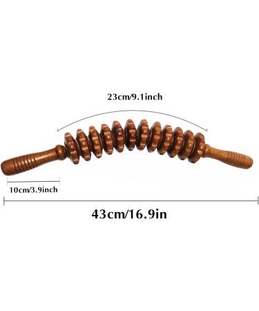 Wooden Massage Roller - Back & Body Massage Device with Handle | Ideal for Neck Legs & Back Pain Relief - Buy Online on GoSupps.com