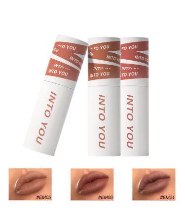 INTO YOU 3Pcs Matte Lipstick Set Lip Mud  Waterproof Long Lasting Smudge Proof Velvet Lip Stains  Multi-Purpose for Lip and Cheek  Non-Stick Cup Not Fade Lip Gloss Makeup Cosmetics Official Directly EM00-Set(5/8/21)