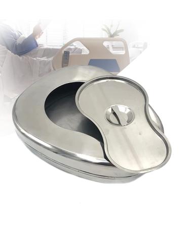 Stainless Steel Bed Pans Bedpans with Lid Spill Proof Easy to Wash for Bed Bound Paralyzed Patient Females and Male to Elderly Incontinence Patients