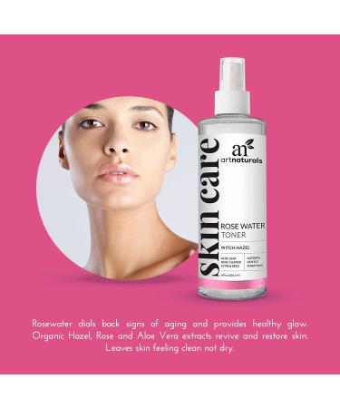 Artnaturals Rose Water Toner - 8 fl oz | Natural Hydration & Refreshing Skin Care - Buy Online on GoSupps.com
