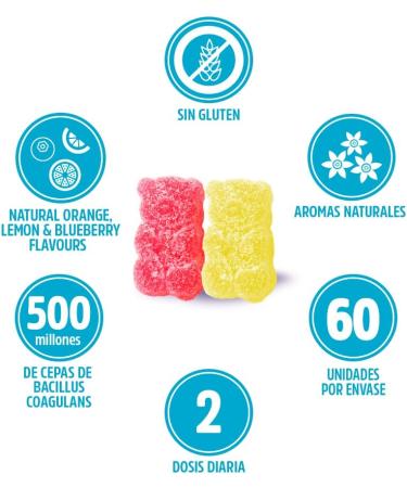 Vitaldin Cultures Complex Rubber - Bacterial Stem Bacillus Coagulans 500M KBE Daily Dose & Vitamin B12 - 60 Gluten-Free Gummy Bears for Optimal Intestinal Flora - Suitable for Children & Adults - Buy Online on GoSupps.com