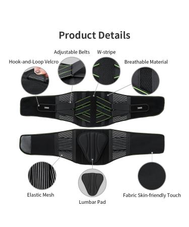 YAHA Back Support Belt for Lower Back Pain Relief - Lumbar Brace with 7 Stays and Padding - Breathable Support for Work, Heavy Lifting - Size L (Waist 39-45) - Buy Online on GoSupps.com