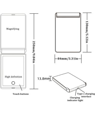 Magnifying Mirror with Light Foldable Compact Mirror 2-Sided Light Up Travel Mirror USB Rechargeable 1X and 2X Portable Mirror Makeup LED Mirror Gifts for Girls Black - Buy Online on GoSupps.com