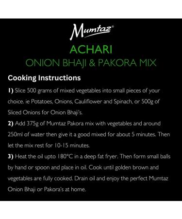 Mumtaz ACHARI PAKORA & ONION BHAJI Mix 375g - Reusable Resealable & Stacking Friendly Container - Buy Online on GoSupps.com