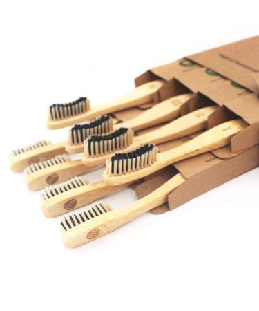 Bamboozled | Bamboo Toothbrush | Charcoal Infused BPA Free Medium Bristles | Organic & Sustainable | Biodegradable & Eco-Friendly | Set of 8 | The Natural Way to Whitening Your Teeth Medium Bristles 8 Count (Pack of 1)