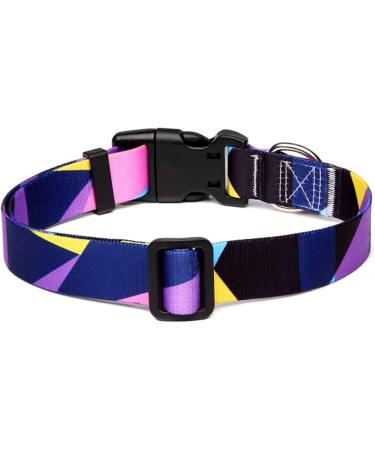 Suredoo Adjustable Dog Collar - Soft Nylon for Small & Medium Dogs (M Purple Geometry) - Comfortable & Durable Neck 33-55 cm - Buy Online on GoSupps.com