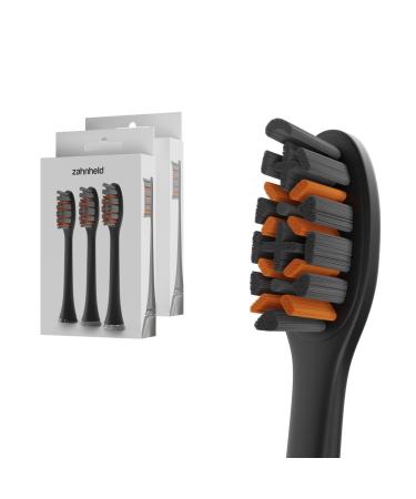 Zahnheld brush head Pro X-Clean |Medium -hard alternating heads for Gero Schallzahnbrush |Effective cleaning 6 pieces (1 Pack) black