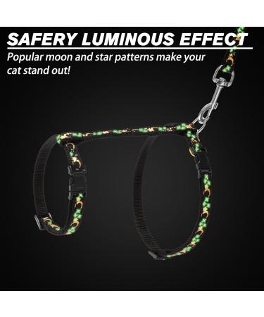 SCIROKKO Escape Proof Cat Harness and Lead Set - Luminous Moon and Star Design, Adjustable for Outdoor Walking - Safety Buckle, Black - Buy Online on GoSupps.com