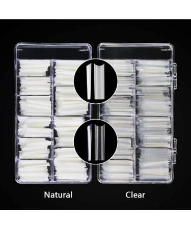 Clear Acrylic Nail Tips - XXL Square 500pcs Half Cover False Nails for Nail Salons & DIY Nail Art - 10 Sizes with Storage Box - Buy Online on GoSupps.com